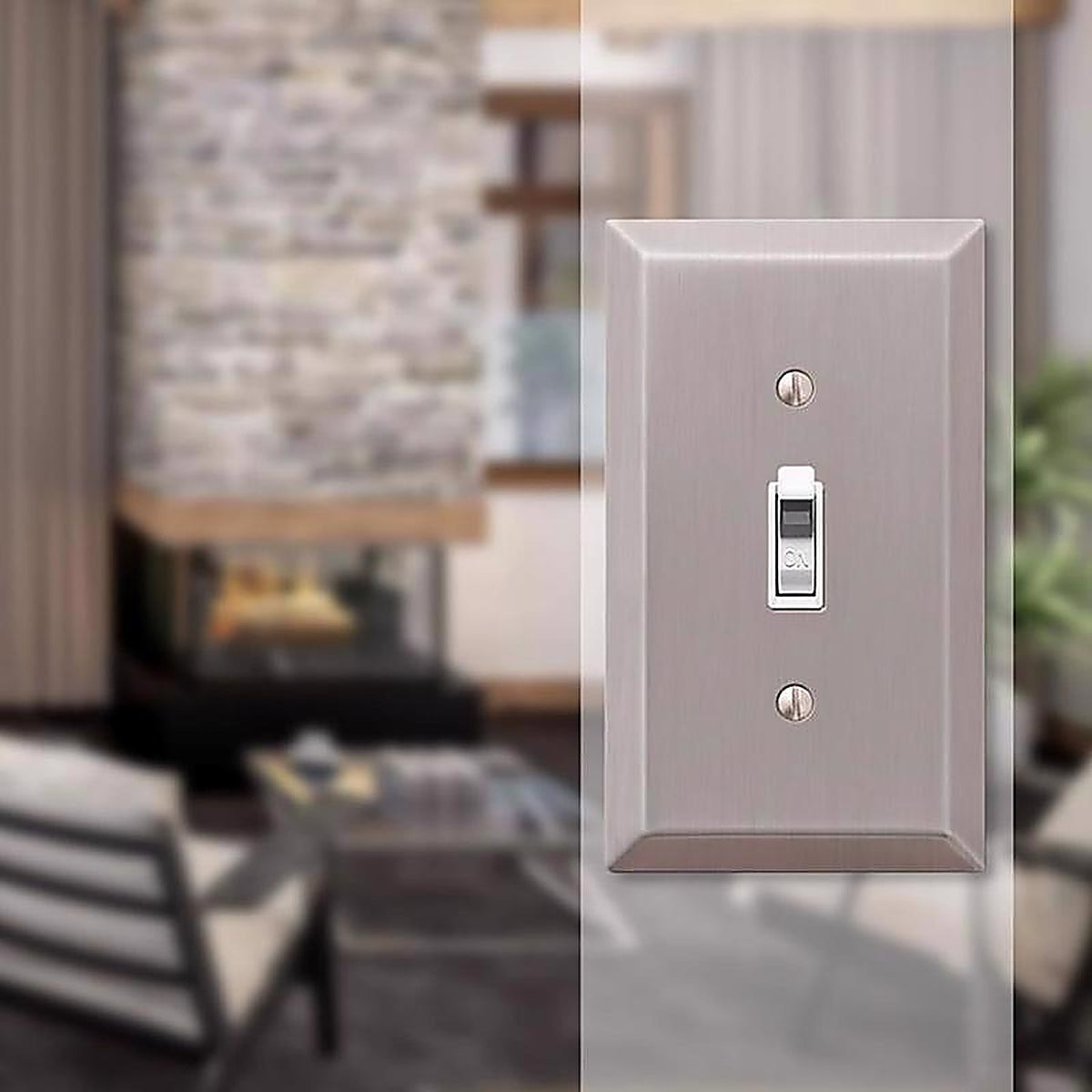 Amerelle 163TBN Century Brushed Nickel Gray 1 gang Stamped Steel Toggle Wall Plate 1/Pack