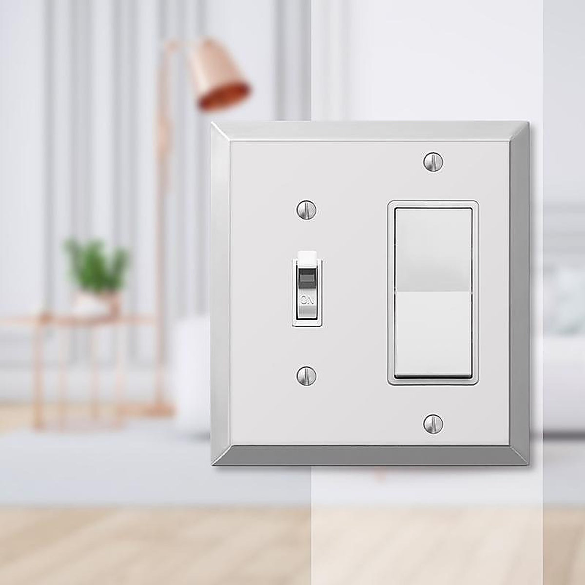 Amerelle 161TR Century Polished Chrome Light Gray 2 gang Stamped Steel Toggle Wall Plate 1/Pack