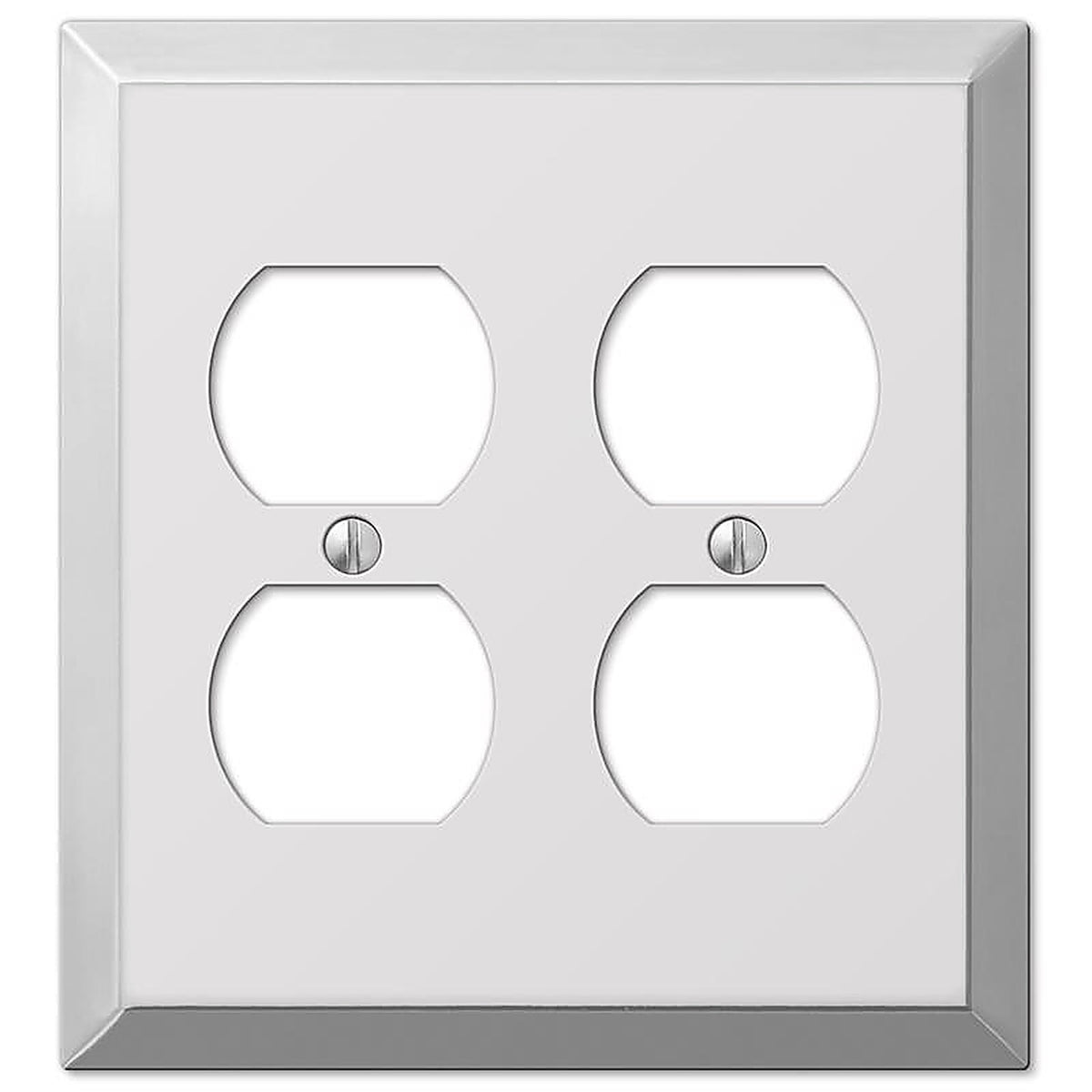 Amerelle 161DD Century Polished Chrome Light Gray 2 gang Stamped Steel Duplex Outlet Wall Plate 1/Pack