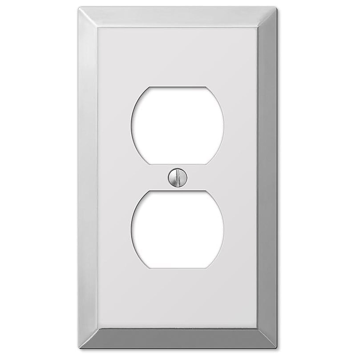 Amerelle 161D Century Polished Chrome Light Gray 1 gang Stamped Steel Duplex Outlet Wall Plate 1/Pack