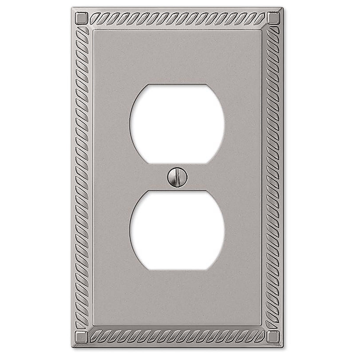 Amerelle - 54DN - Georgian Satin Nickel 1 Gang Die-Cast Metal Duplex Wall Plate 1 Pack