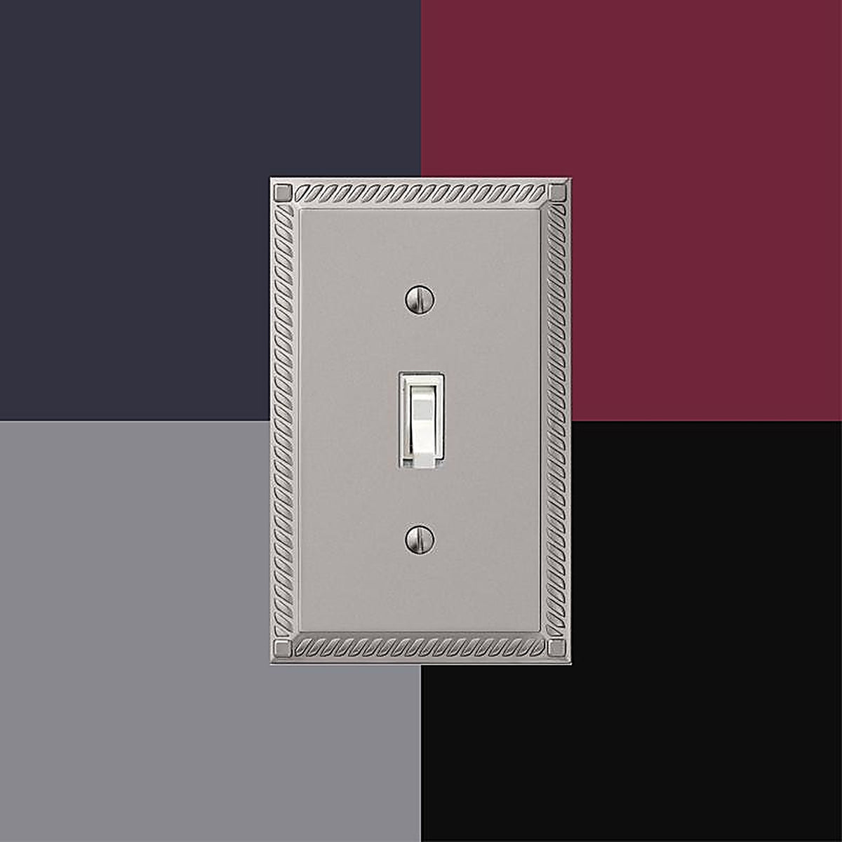 Amerelle - 54DN - Georgian Satin Nickel 1 Gang Die-Cast Metal Duplex Wall Plate 1 Pack