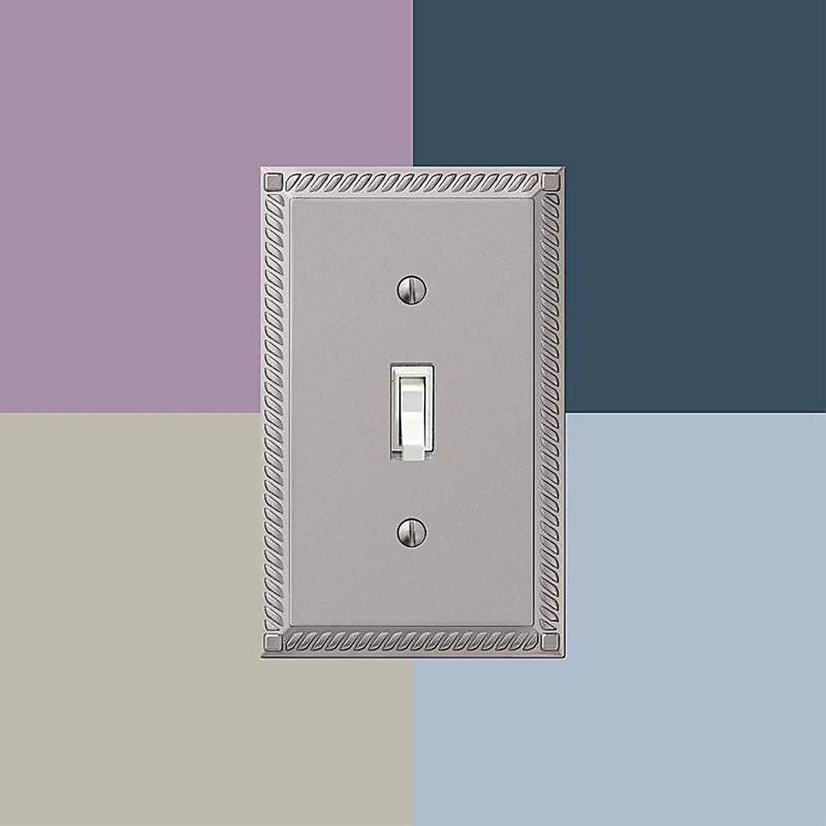 Amerelle - 54DN - Georgian Satin Nickel 1 Gang Die-Cast Metal Duplex Wall Plate 1 Pack