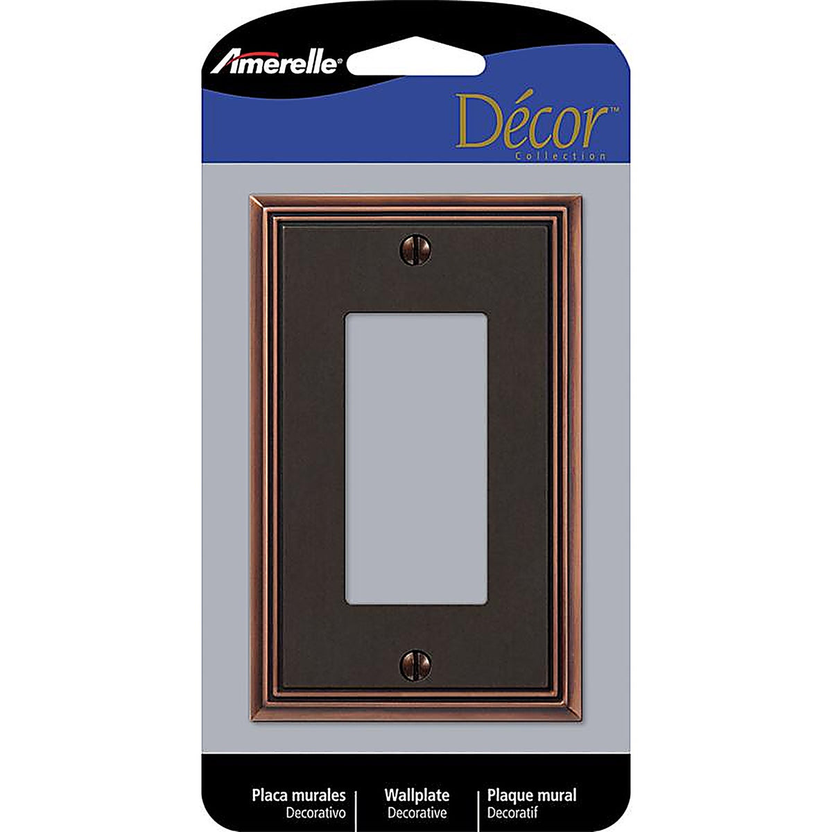 Amerelle - 77RDB - Metro Aged Bronze 1 Gang Die-Cast Metal Decorator Wall Plate 1 Pack