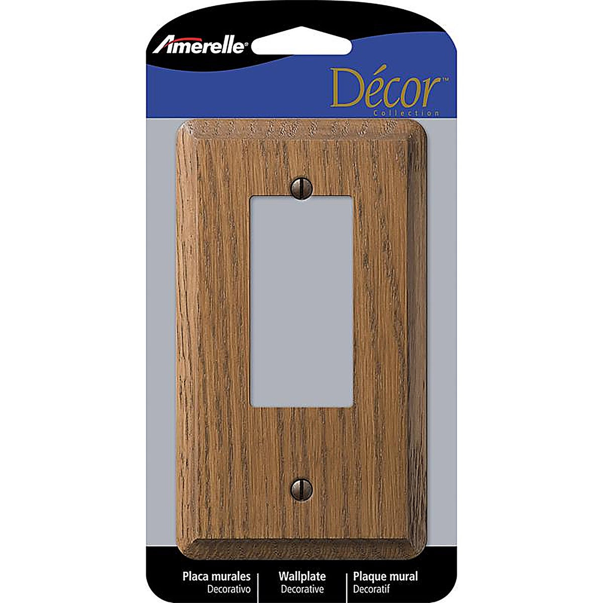 Amerelle - 901R - Contemporary Brown 1 Gang Oak Wood Decorator Wall Plate 1 Pack