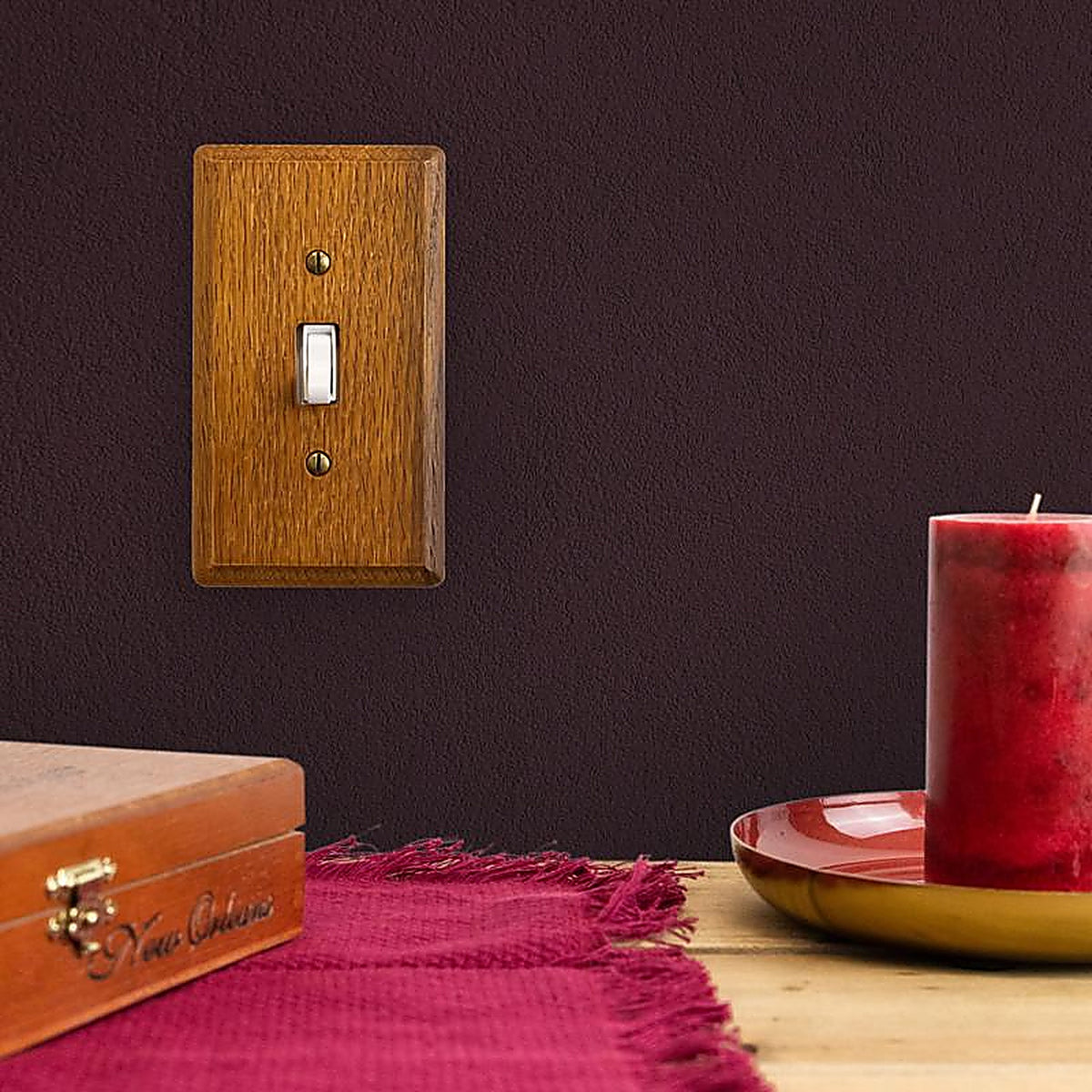 Amerelle - 901R - Contemporary Brown 1 Gang Oak Wood Decorator Wall Plate 1 Pack