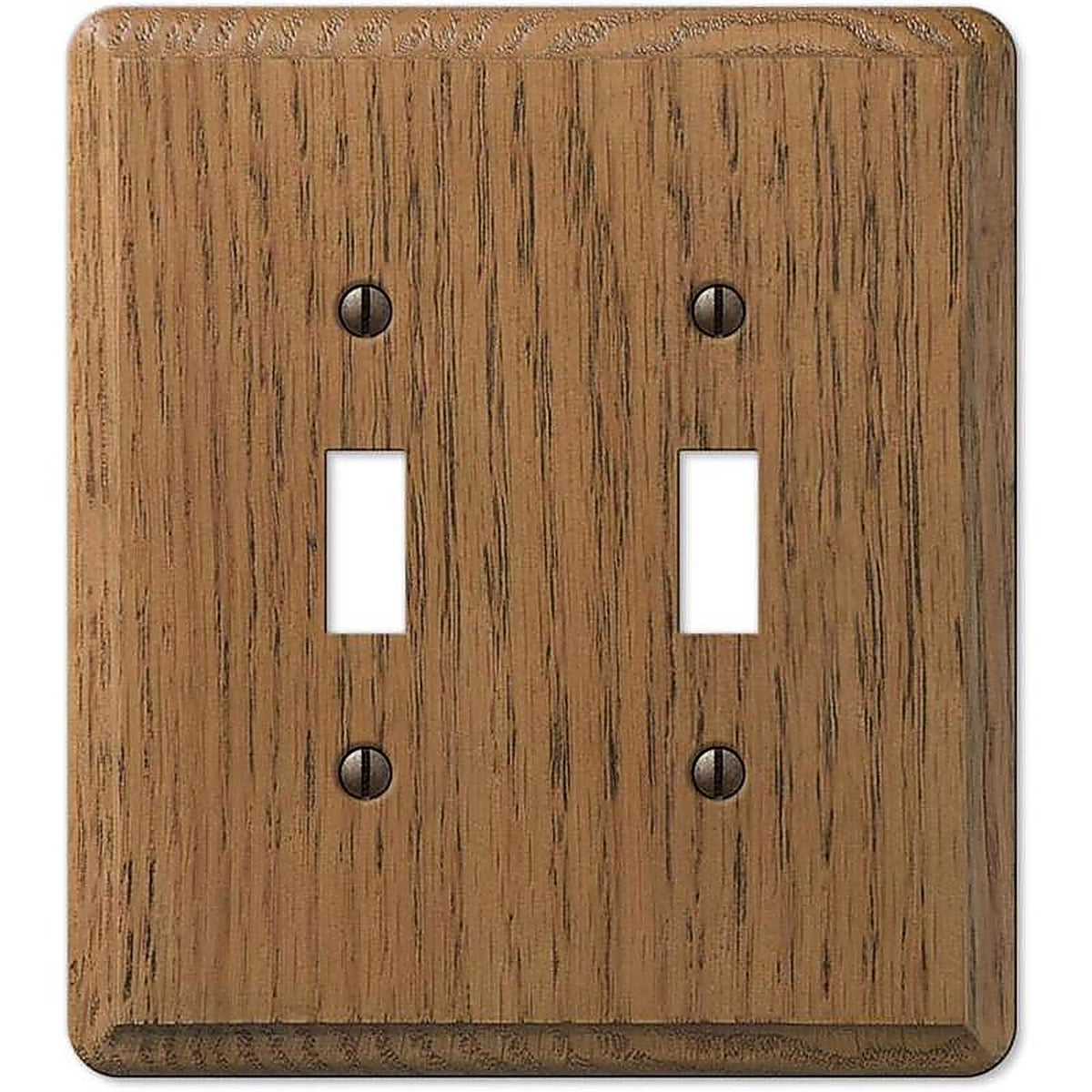 Amerelle - 901TT - Contemporary Medium Brown 2 Gang Oak Wood Toggle Wall Plate 1 Pack