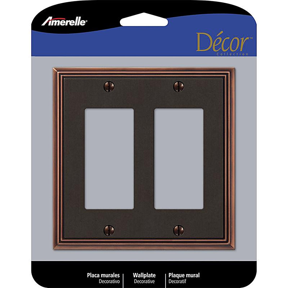 Amerelle - 74RRDB - Imperial Bead Aged Bronze 2 Gang Die-Cast Metal Decorator Wall Plate 1 Pack