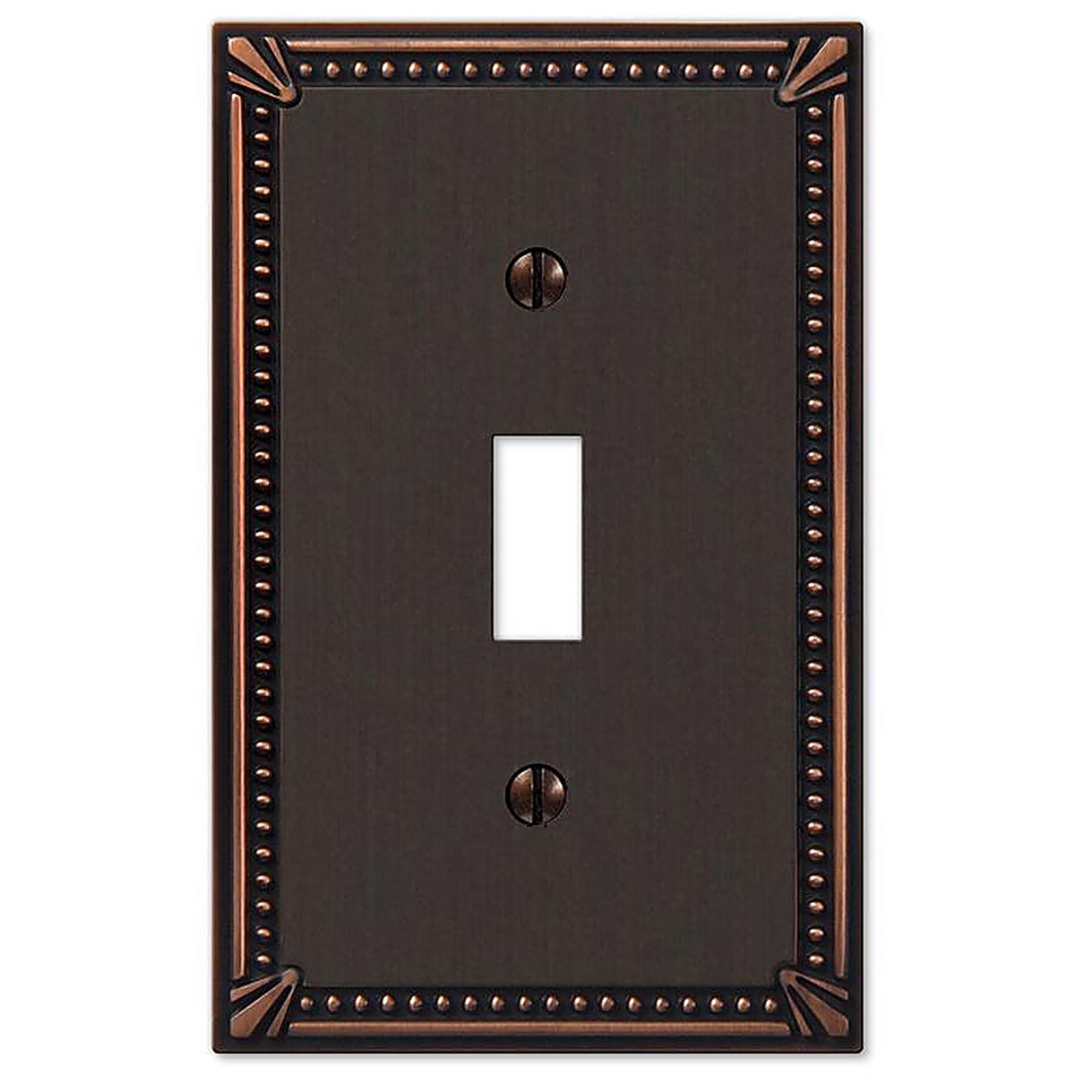 Amerelle - 74TDB - Imperial Bead Aged Bronze 1 Gang Die-Cast Metal Toggle Wall Plate 1 Pack