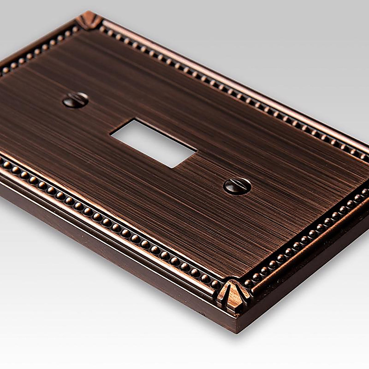 Amerelle - 74TDB - Imperial Bead Aged Bronze 1 Gang Die-Cast Metal Toggle Wall Plate 1 Pack