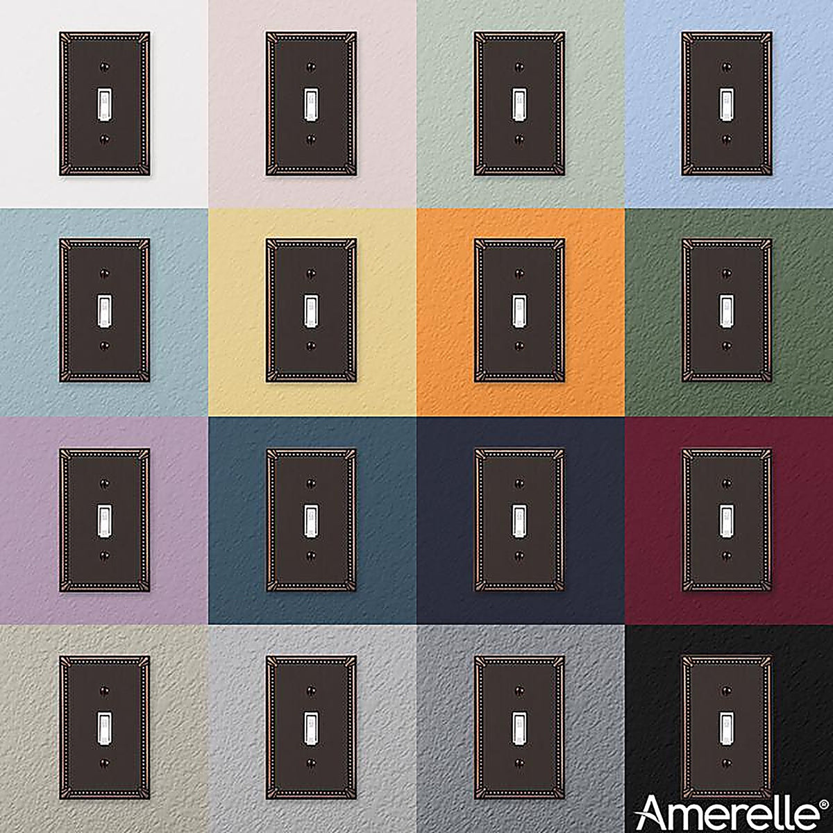 Amerelle - 74TDB - Imperial Bead Aged Bronze 1 Gang Die-Cast Metal Toggle Wall Plate 1 Pack