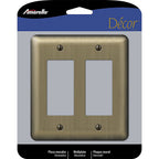 Amerelle - 154RR - Devon Brushed Brass 2 Gang Stamped Steel Decorator Wall Plate 1 Pack