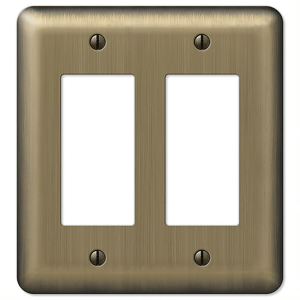 Amerelle - 154RR - Devon Brushed Brass 2 Gang Stamped Steel Decorator Wall Plate 1 Pack