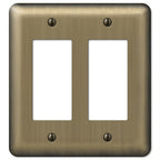 Amerelle - 154RR - Devon Brushed Brass 2 Gang Stamped Steel Decorator Wall Plate 1 Pack