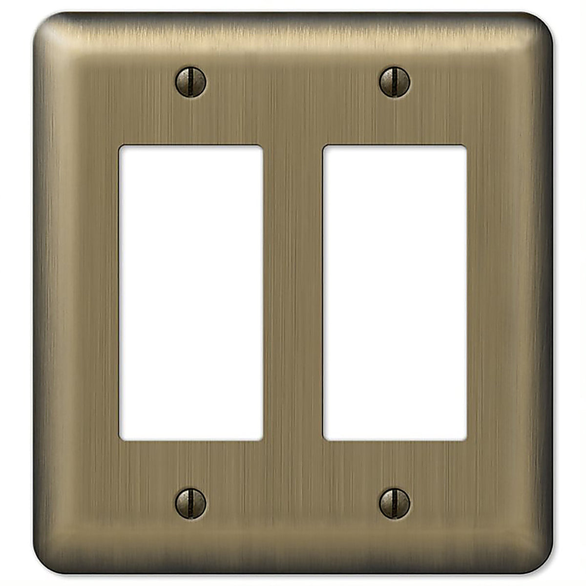 Amerelle - 154RR - Devon Brushed Brass 2 Gang Stamped Steel Decorator Wall Plate 1 Pack
