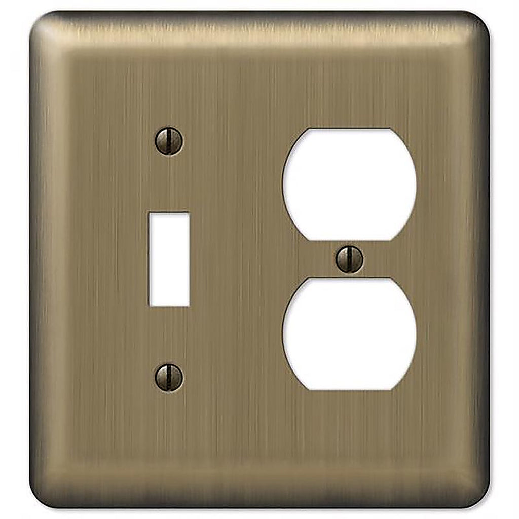 Amerelle - 154TD - Devon Brushed Brass 2 Gang Stamped Steel Duplex/Toggle Wall Plate 1 Pack