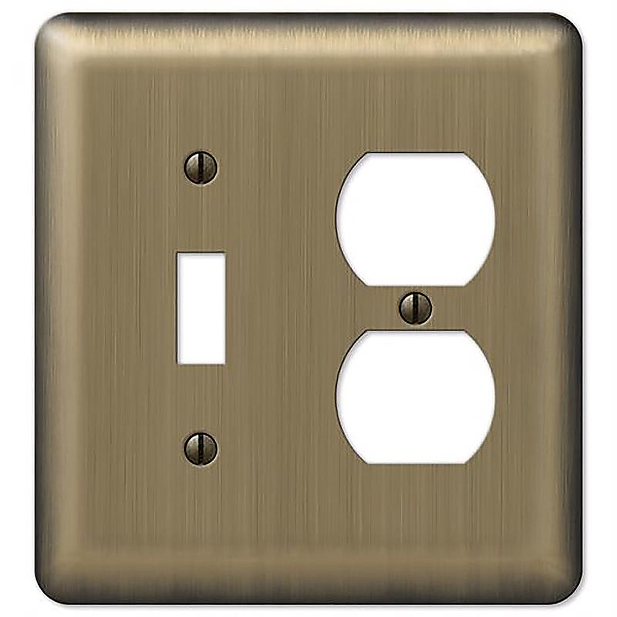 Amerelle - 154TD - Devon Brushed Brass 2 Gang Stamped Steel Duplex/Toggle Wall Plate 1 Pack