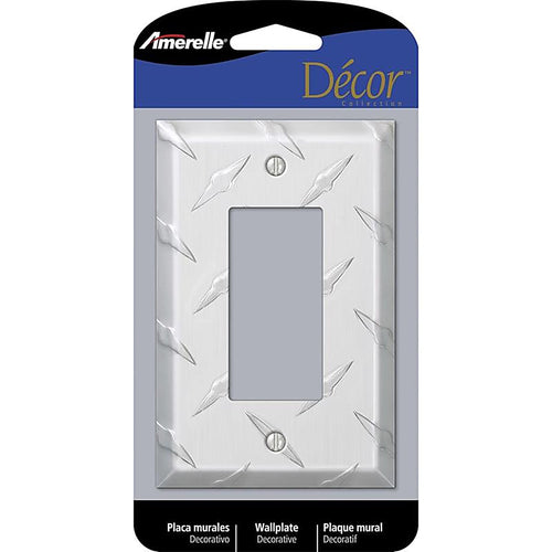 Amerelle - 955R - Diamond Silver 1 Gang Stamped Aluminum Decorator Wall Plate 1 Pack