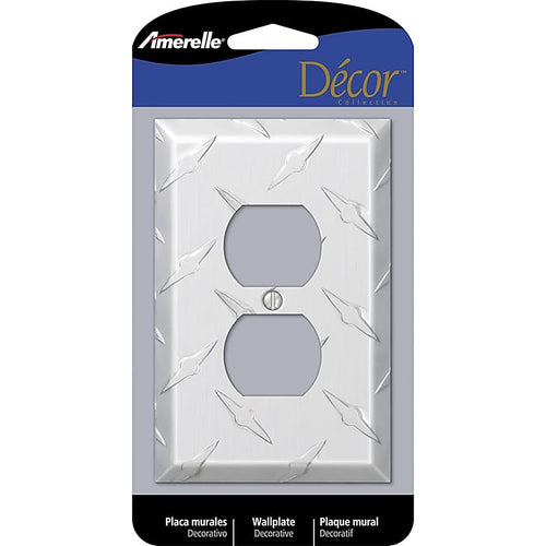 Amerelle - 955D - Diamond Magnesium 1 Gang Stamped Aluminum Duplex Wall Plate 1 Pack