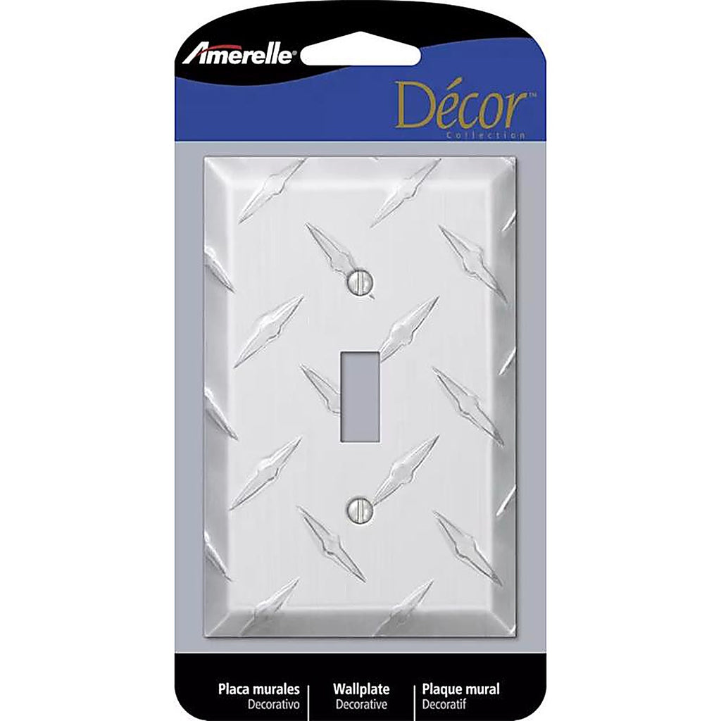 Amerelle - 955T - Diamond Silver 1 Gang Stamped Aluminum Toggle Wall Plate 1 Pack