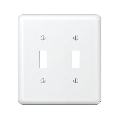 Amerelle - 935TTW - Devon White 2 Gang Stamped Steel Toggle Wall Plate 1 Pack