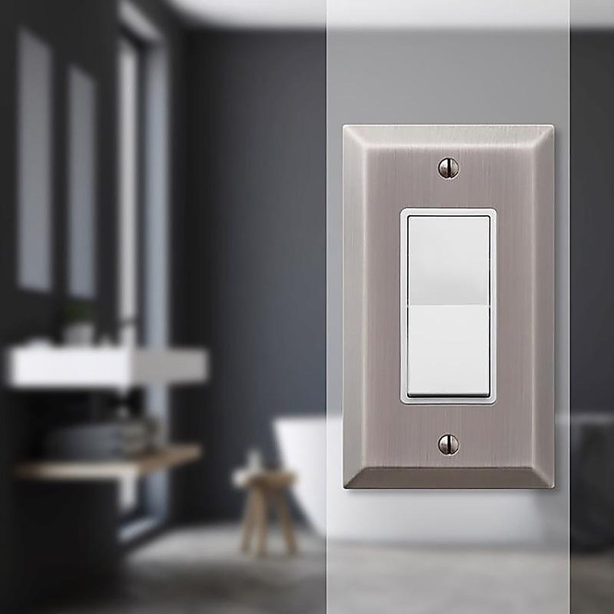 Amerelle 163RAN Century Antique Nickel Metallic 1 gang Stamped Steel Rocker Wall Plate 1/Pack