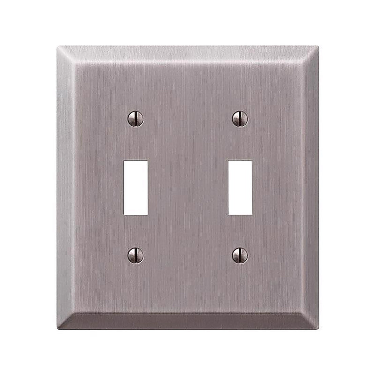 Amerelle - 163TTAN - Century Antique Nickel 2 Gang Stamped Steel Toggle Wall Plate 1 Pack