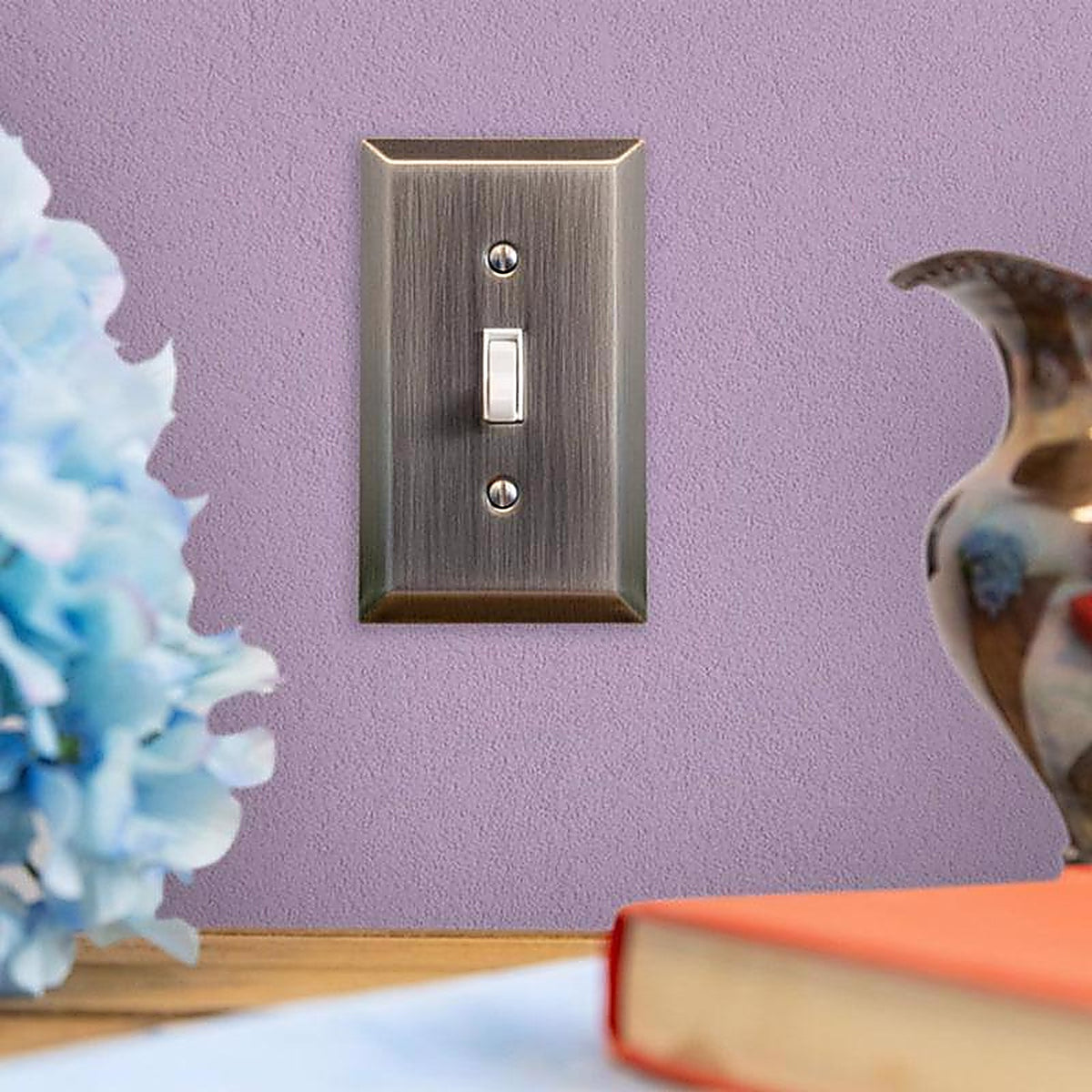 Amerelle - 163TTAN - Century Antique Nickel 2 Gang Stamped Steel Toggle Wall Plate 1 Pack
