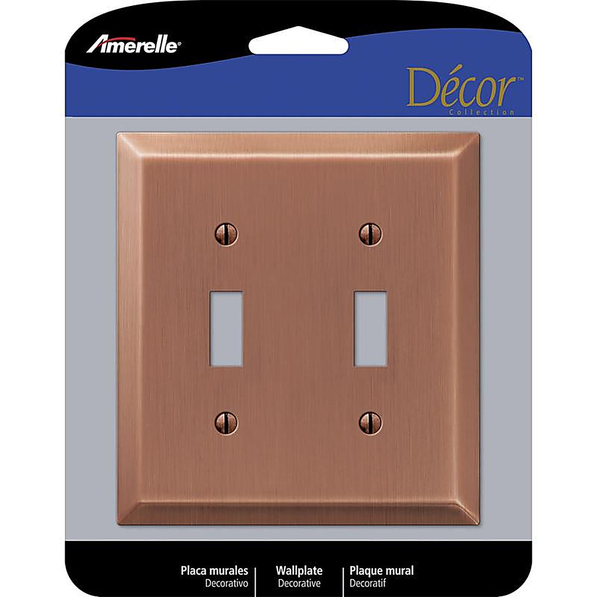Amerelle - 163TTAC - Century Antique Copper 2 Gang Stamped Steel Toggle Wall Plate 1 Pack