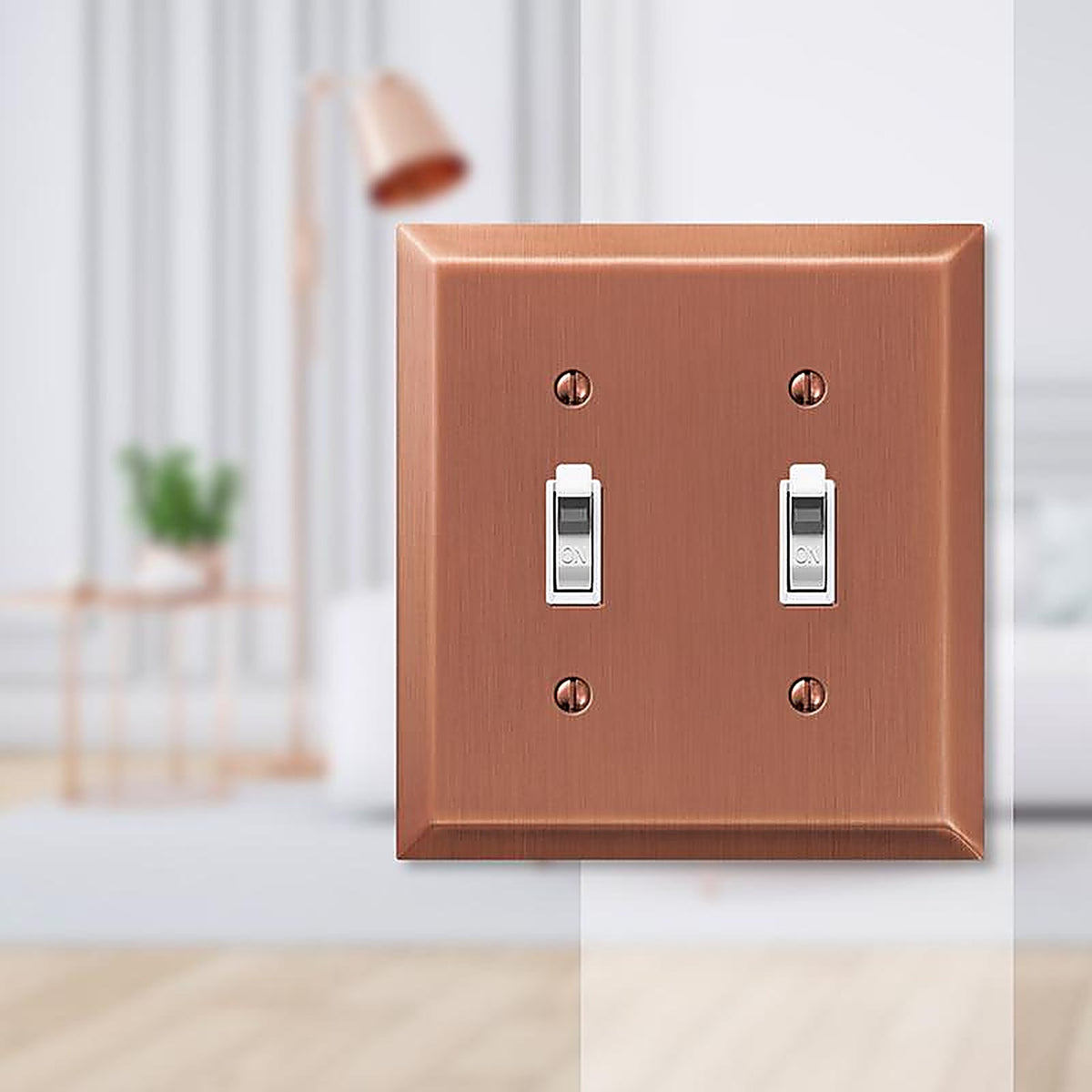 Amerelle - 163TTAC - Century Antique Copper 2 Gang Stamped Steel Toggle Wall Plate 1 Pack