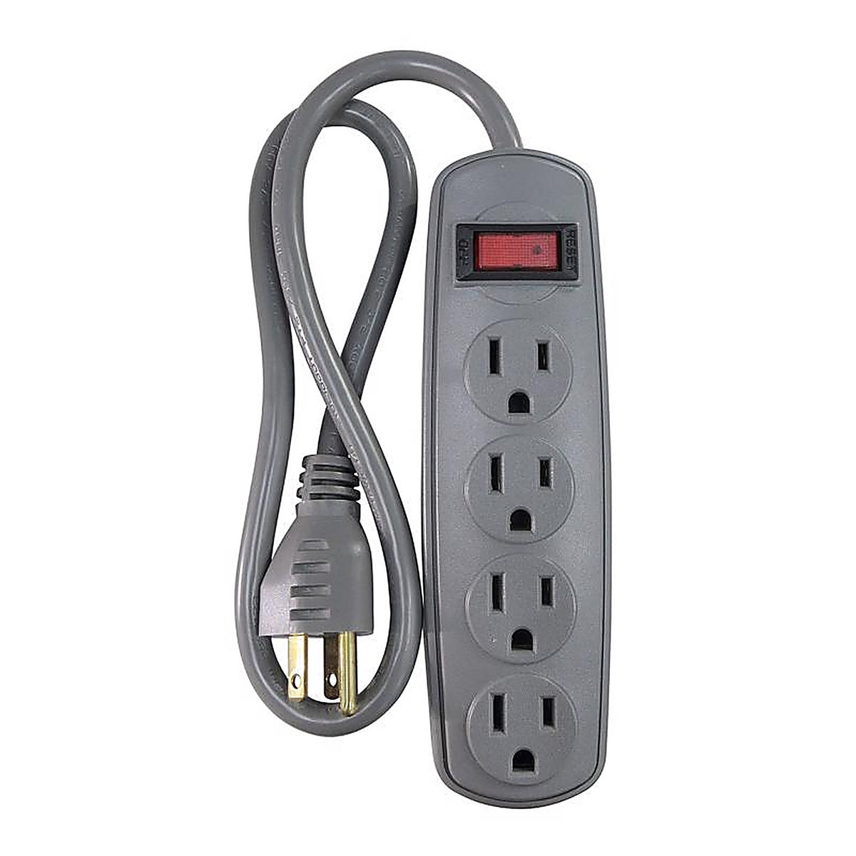 Home Plus KB108 2 ft. L 4 outlets Power Strip Gray