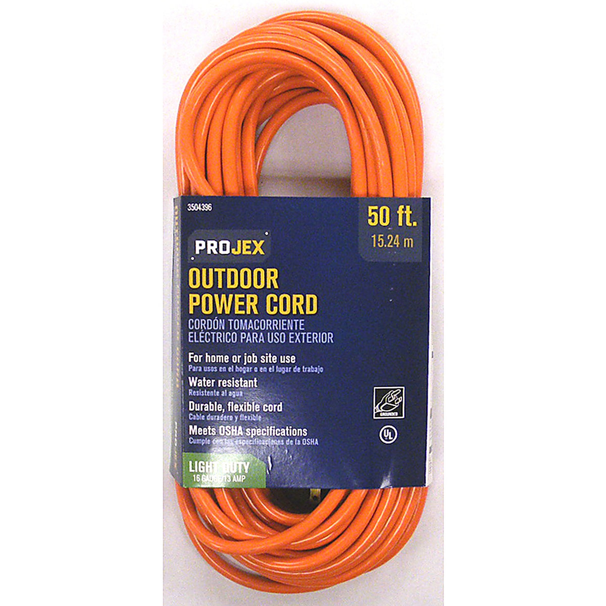 Projex OU163JTW050OGP Outdoor 50 ft. L Orange Extension Cord 16/3 SJTW