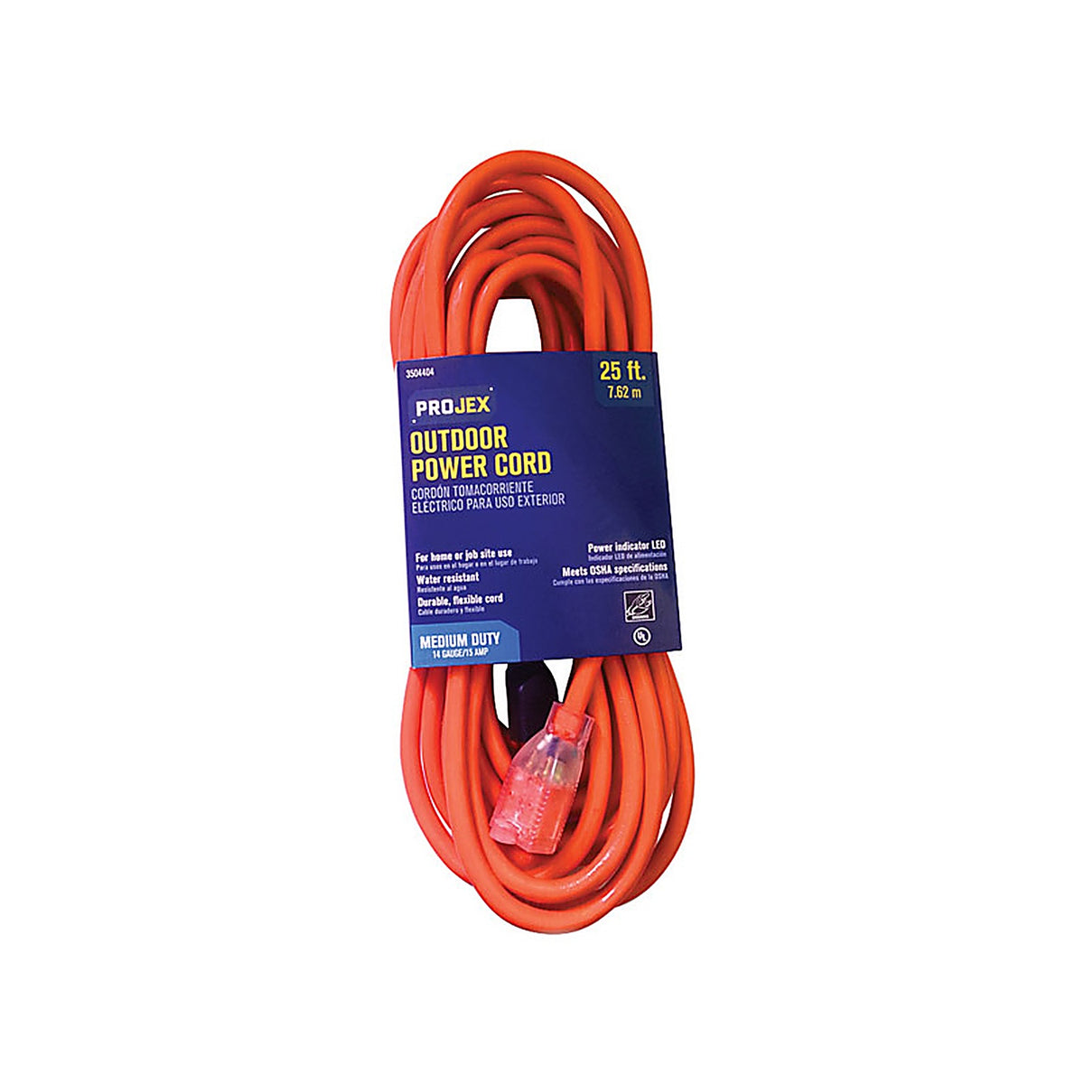 Projex OU143JTW025OGP Indoor or Outdoor 25 ft. L Orange Extension Cord 14/3 SJTW