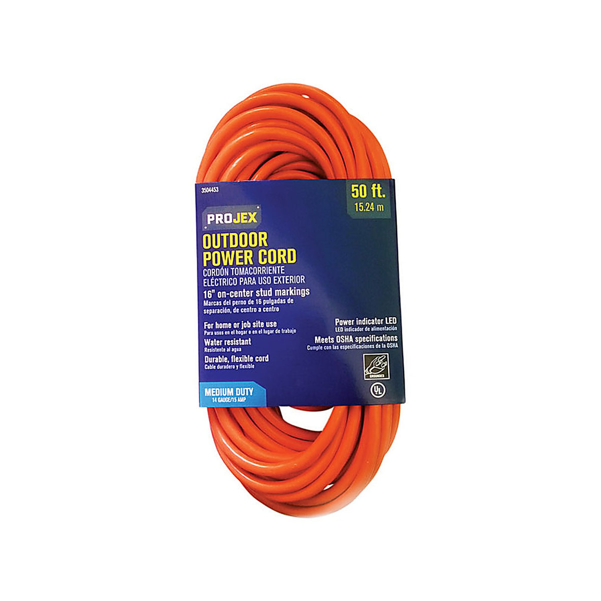 Projex OU143JTW050OGP Outdoor 50 ft. L Orange Extension Cord 14/3 SJTW