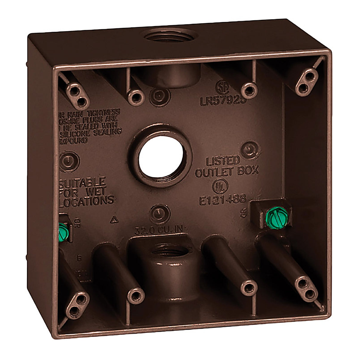 Sigma Electric 14350BR 4-1/2 in. Square Metallic 2 gang Weatherproof Box Bronze