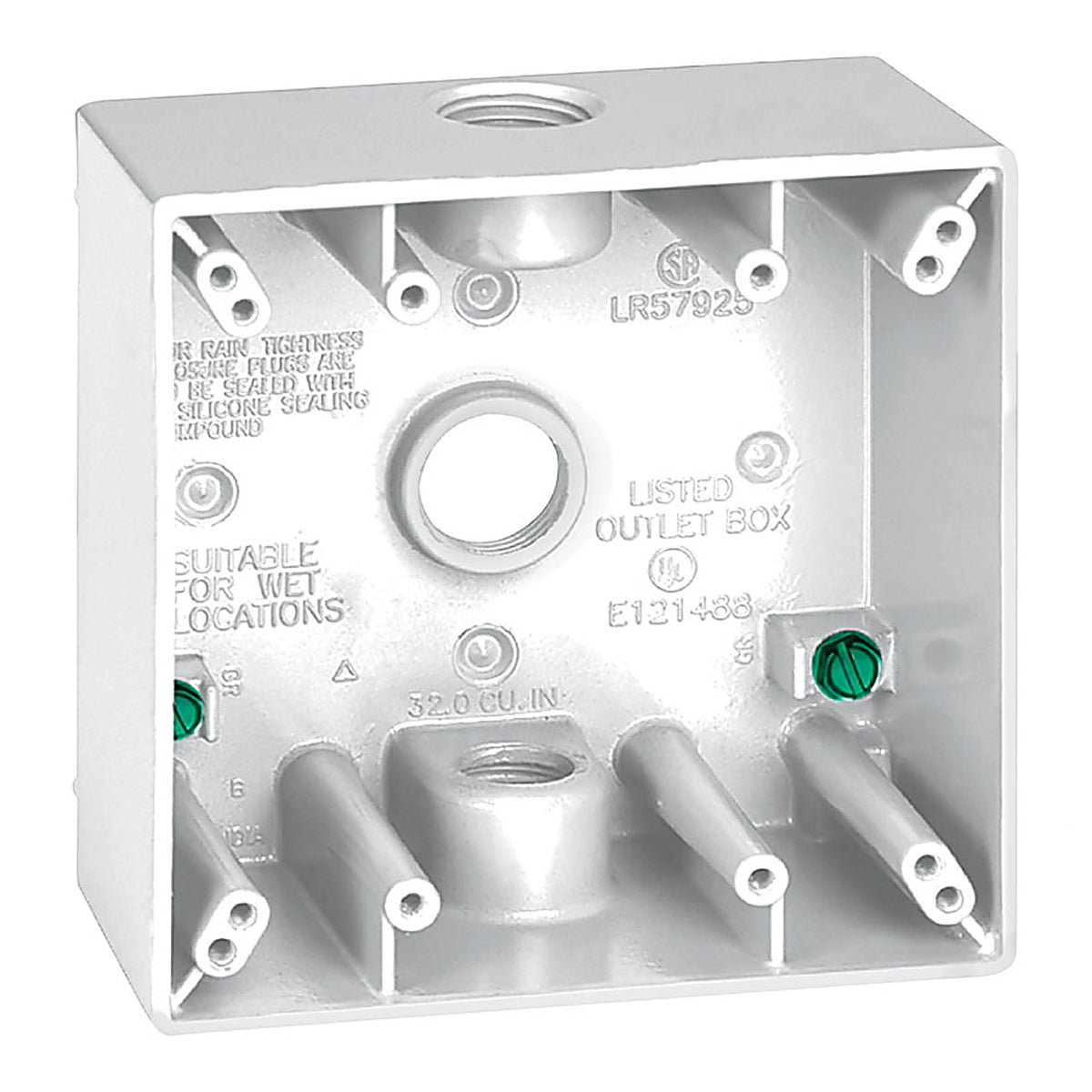 Sigma Electric 14350WH 4-1/2 in. Square Metallic 2 gang Weatherproof Box White