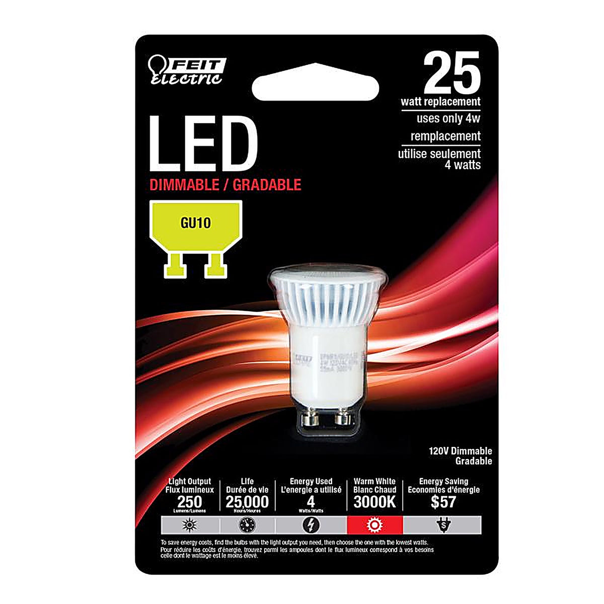 Feit - BPMR11GU10LEDCN - Mr11 Gu10 LED Bulb Warm White 25 Watt Equivalence 1 Pack