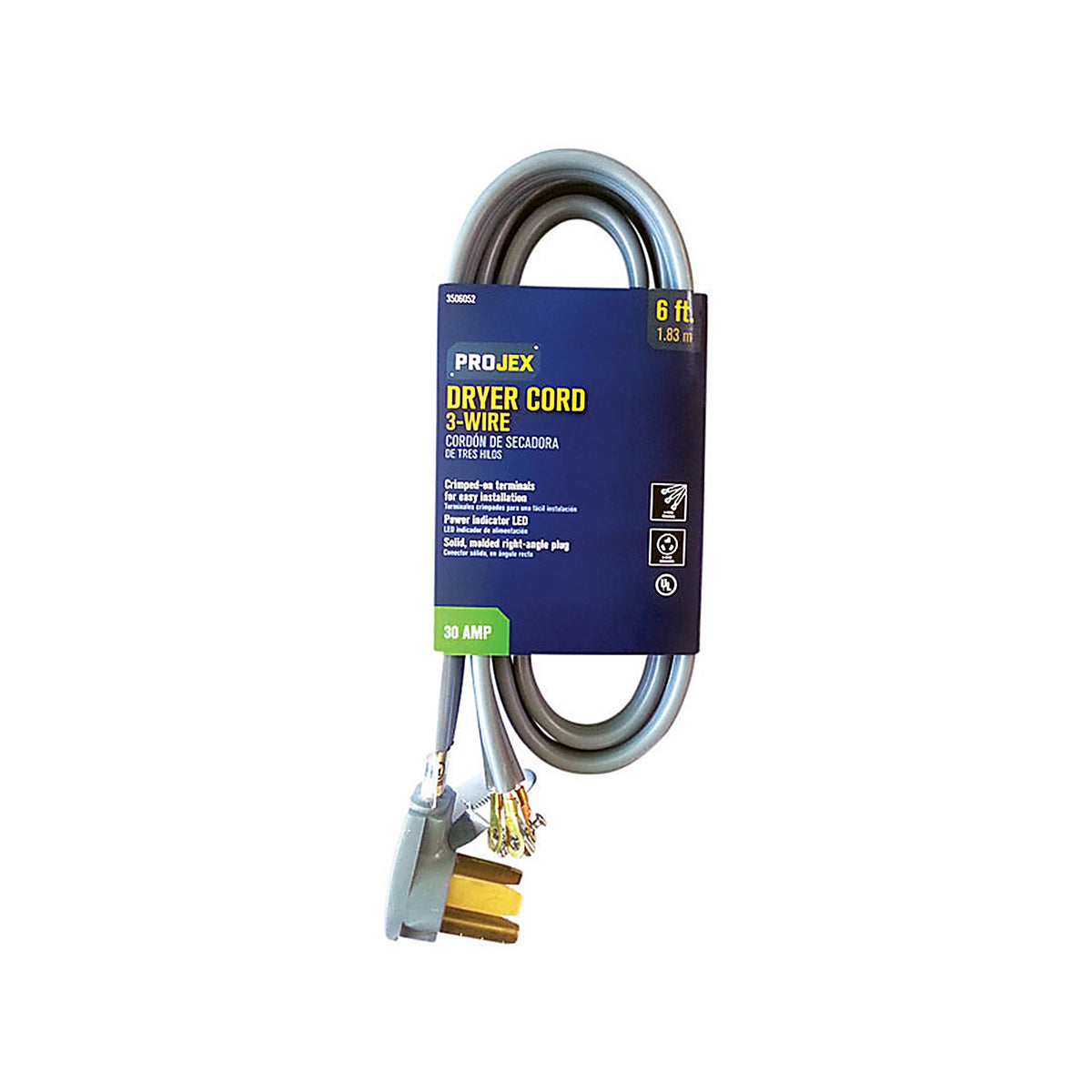Projex RDRDT10306XGYP 10/3 SRDT 6 ft. L Dryer Cord