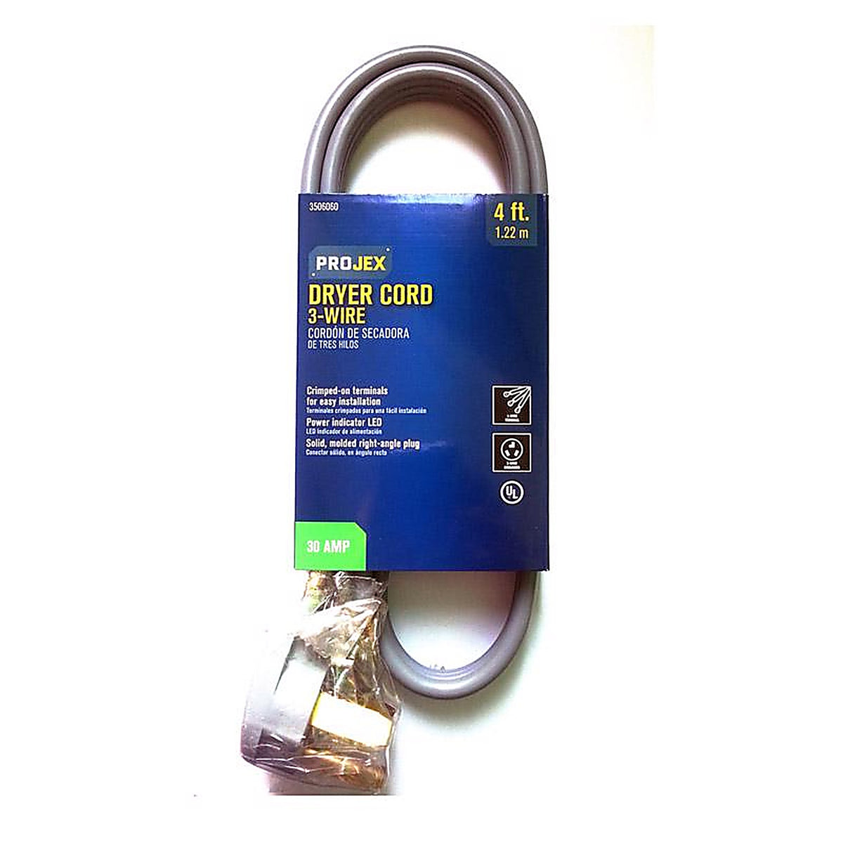 Projex RDRDT10304XGYP 10/3 SRDT 4 ft. L Dryer Cord