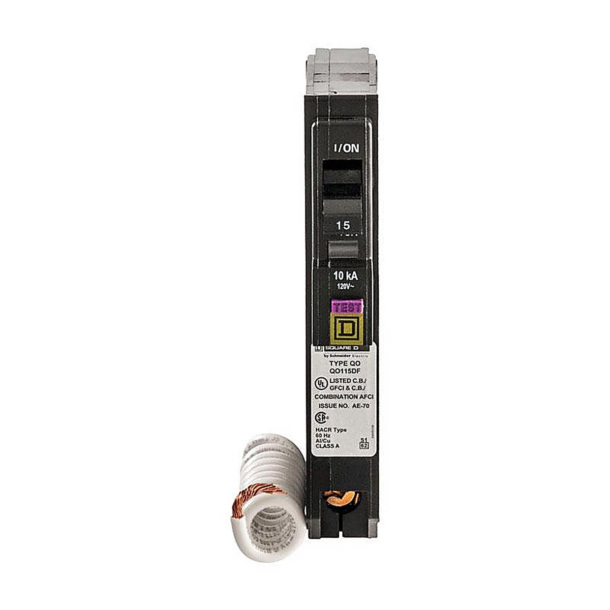 Square D QO115DFC QO 15 amps Arc Fault/Ground Fault Single Pole Circuit Breaker