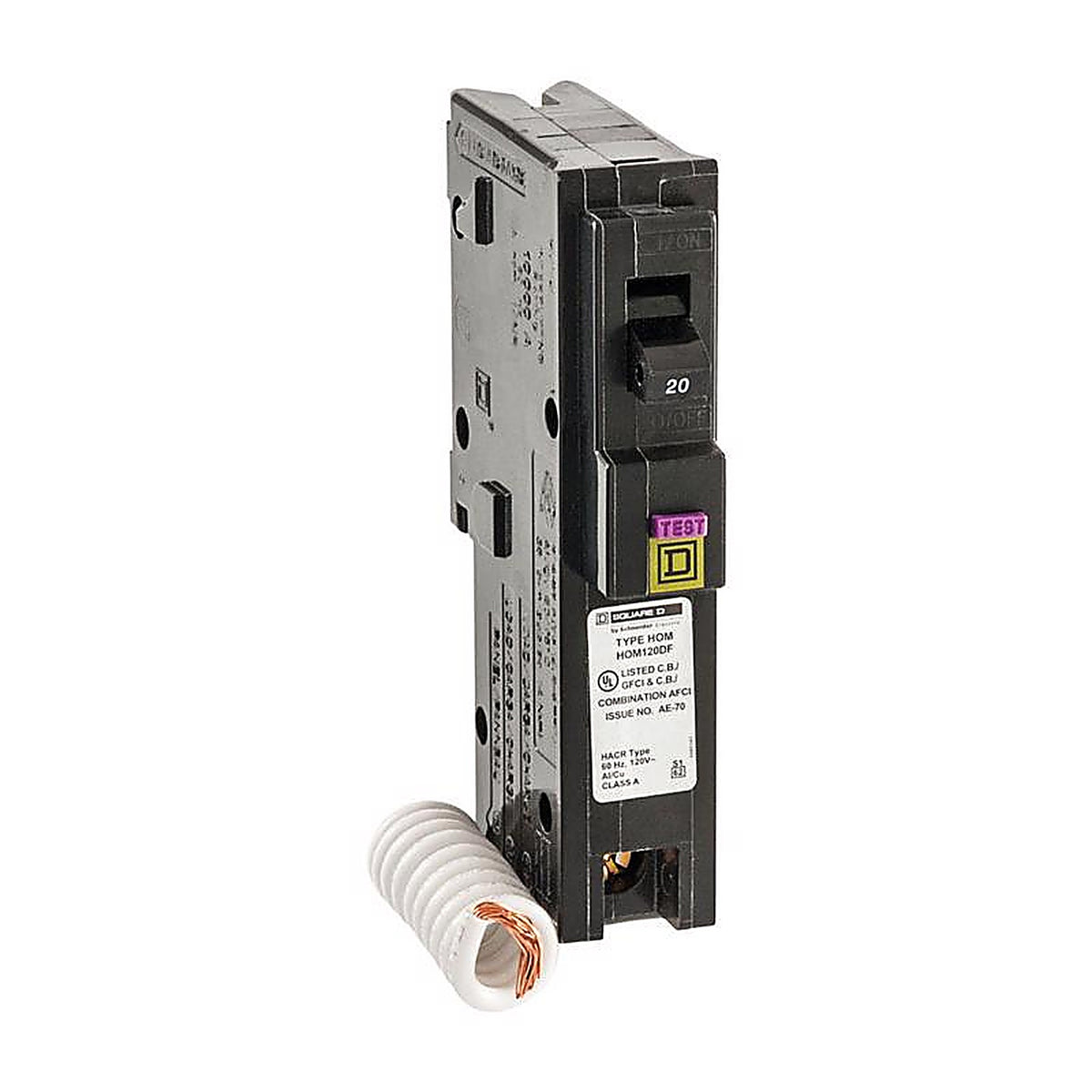 Square D HOM120DFC HomeLine 20 amps Dual Function (CAFCI and GFCI) Single Pole Circuit Breaker