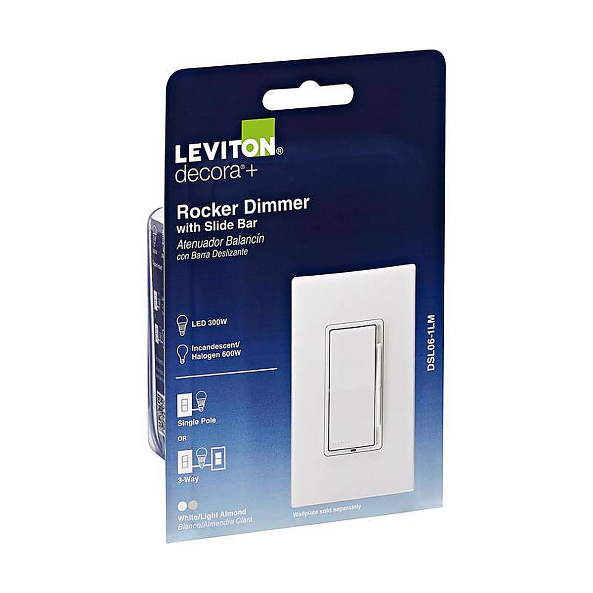 Leviton DSL06-1LM Decora Multicolored 600 watt Rocker Dimmer 1/Pack
