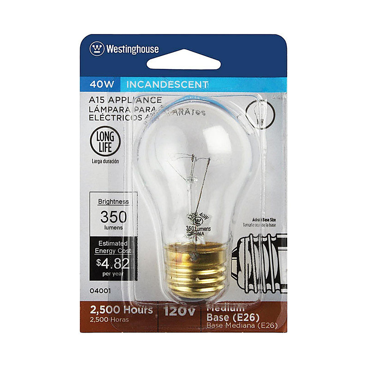 Westinghouse - 0400148 - 40 W A15 Appliance Incandescent Bulb E26 (Medium) Warm White 1 Pack