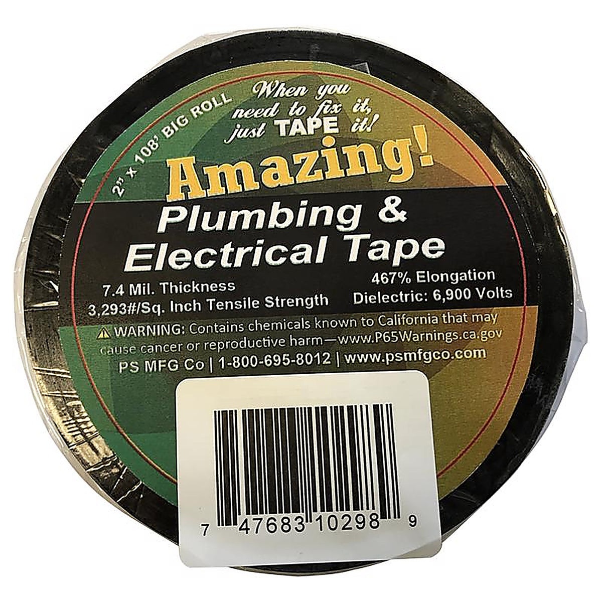 Amazing - ATP24 - 2 In. W X 108 Ft. L Black Plastic Plumbing & Electrical Tape