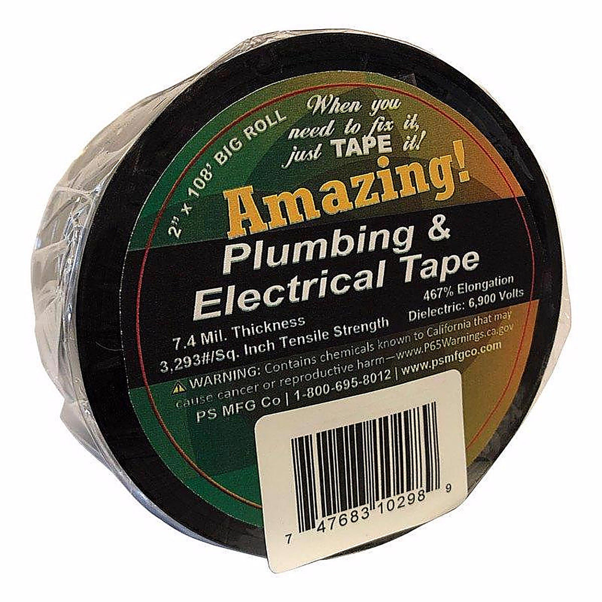 Amazing - ATP24 - 2 In. W X 108 Ft. L Black Plastic Plumbing & Electrical Tape