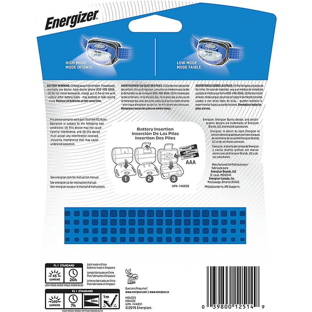 Energizer HDA32E Vision 200 lm Blue LED Headlight AAA Battery