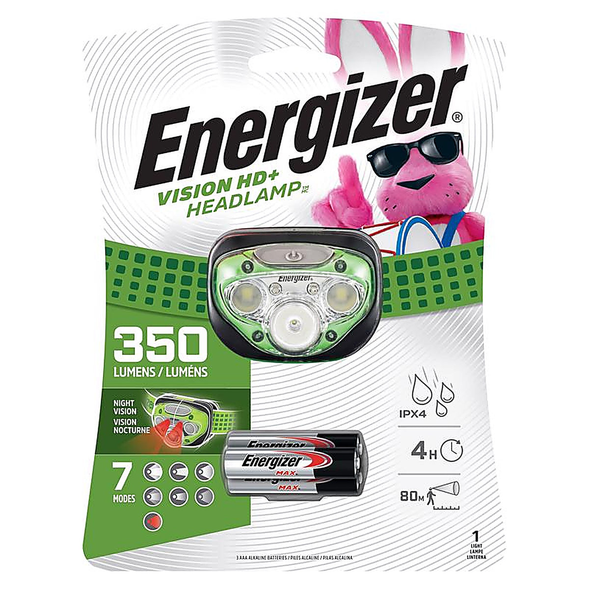 Energizer HDC32E Vision HD + 250 lm Green LED Headlight AAA Battery