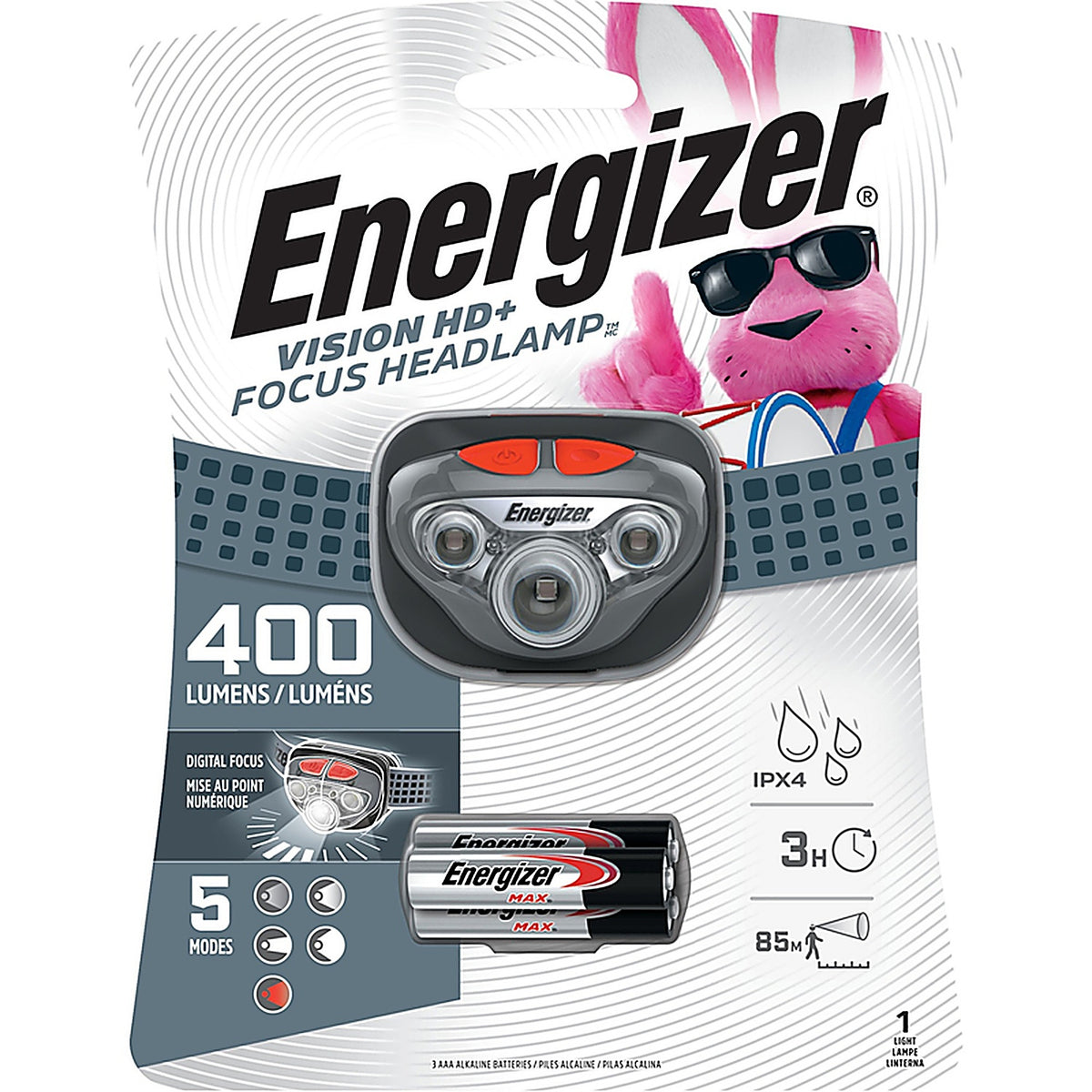 Energizer HDD32E Vision HD + 400 lm Gray LED Headlight AAA Battery