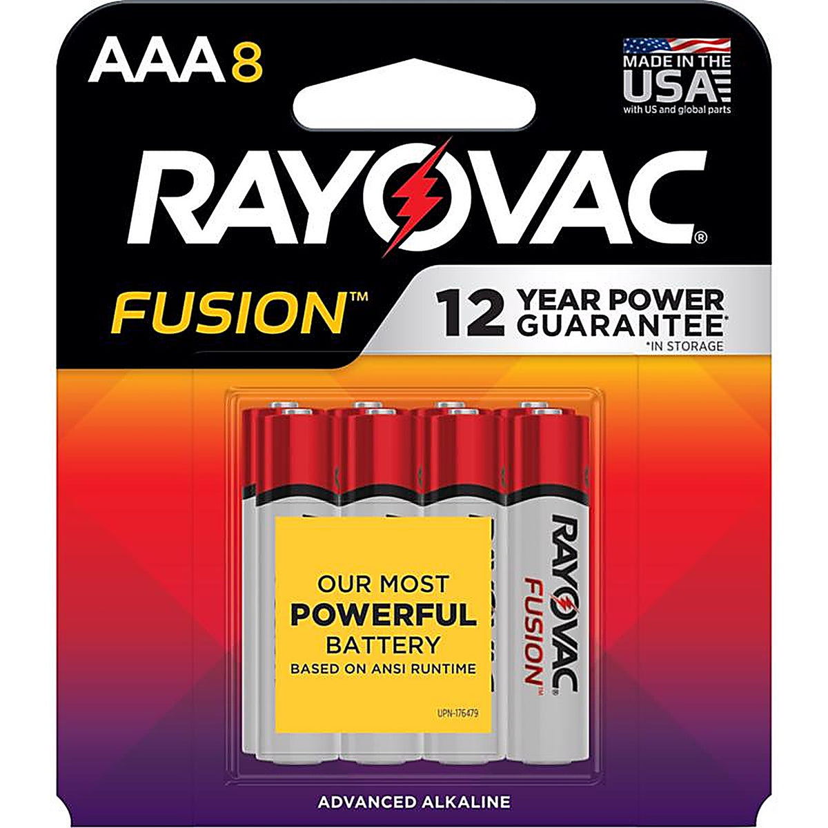 Rayovac 824-8TFUSK Fusion AAA Alkaline Batteries 8 pk Carded