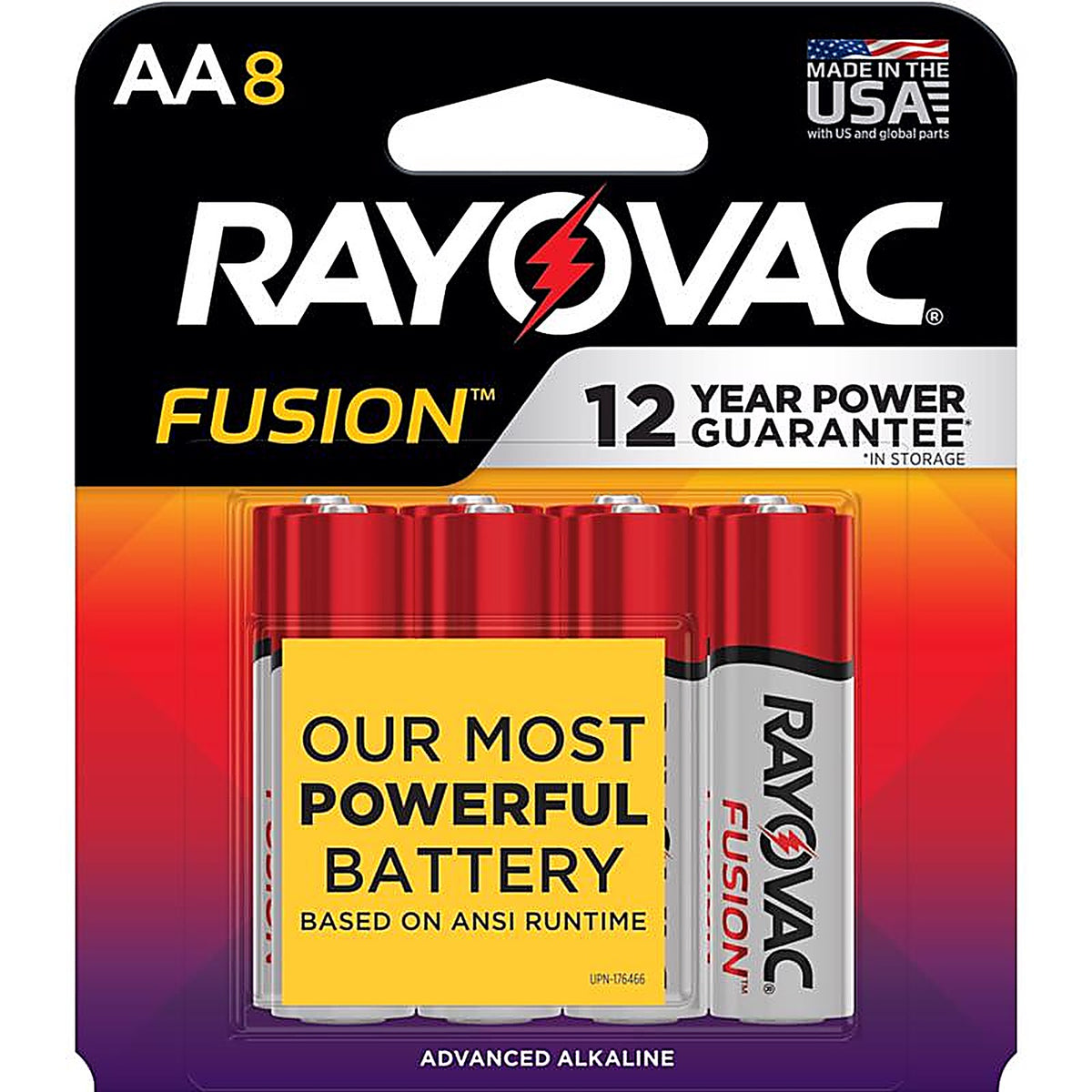 Rayovac 815-8TFUSK Fusion AA Alkaline Batteries 8 pk Carded
